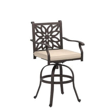 PHI VILLA Outdoor Bar Stools Swivel Set of 2,Cast Aluminum Patio Bar