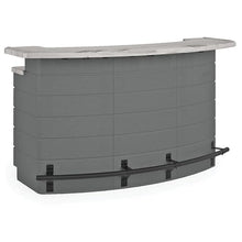 Suncast Pre-Assembled Backyard Oasis Entertainment Bar with Pull-Out Drawers and Shelving Space, All-Weather Outdoor Food and Bar Unit with Faux Marble Finish