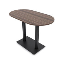 4 Person Harmony Series Small Bistro Height Racetrack Shaped Table with Matte Black Double Base | Standing Height Table for Offices & Breakroom | Natural Eucalyptus - 36"d X 60"w X 43"h.