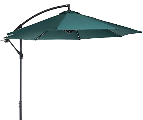 RWGOVLU Garden Banana Parasol with Crank Handle, Patio Cantilever Umbrella, 3M/10FT Outdoor Hanging Sun Shade Canopy for Garden Backyard Pool