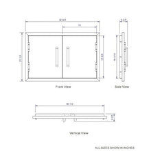 Whistler Outdoor Kitchen Cabinet Door 33" W x 22" H - Vertical Double Stainless Steel Door with Paper Towel Rack,Glossy Black