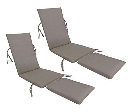 kingrattan.com Made in USA Steamer Chair Cushion SunbrellaFabric Canvas Taupe #5461 (2-Pack)