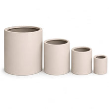 Set of 4 Round Cylinder Polystone Indoor/Outdoor Planters, Sand