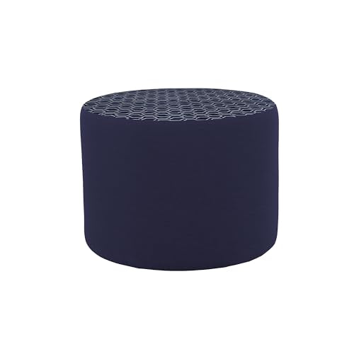 FDP 24" Round Oversized Outdoor Ottoman Featuring Sunbrella Two-Tone - Weather-Resistant, Fade-Resistant, Fully Assembled Patio Furniture for Backyard or Poolside Seating, 18" H - Indigo/Navy