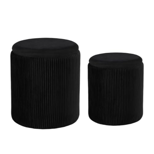 LHHAIUA Ottoman for Bedroom Dorm 1 Set Versatile Footstool Soft Upholstered Hidden Storage Under Desk Footrest(Black)