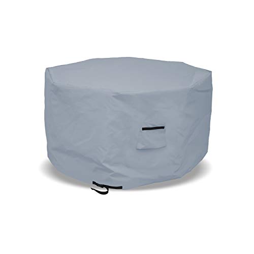 Octagon Fire Pit Cover 18 Oz Waterproof - 100% Weather Resistant Outdoor Fire Pit Table Cover with Air Pocket & Drawstrap for Snug Fit (40" H x 65" D, Grey)