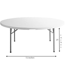 PRO&Family 72" Round Granite White Plastic Dining Table - Outdoor Event Table - Folding, Heavy Duty - 10 Seats