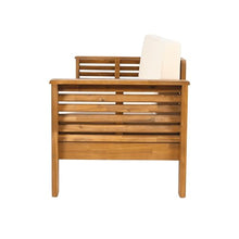 Merax 3 Piece Acacia Wood Patio Furniture Set, Outdoor Sectional Sofa Set with Coffee Table, 4 Seats Sofa Deep Seating with Soft Cushions for Garden, Backyard, Teak & Cream