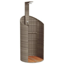 vidaXL Gray Poly Rattan Outdoor Shower - Acacia Wood Base - Garden/Pool Shower - 39.4"x39.4"x95.1"