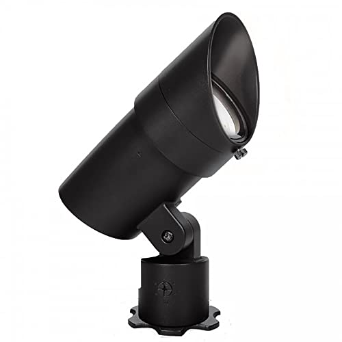 WAC Landscape Lighting, LED 120V Line Voltage Large Size Accent Light with Adjustable Beam Angle and Integral Brightness Control 3000K Warm White Built-in LED in Black