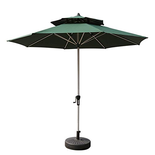 3WWWQMAA8 Outdoor Aluminum Patio Umbrella, Double Top Garden Parasol 9FT/2.7M Market Table Umbrella with Deck & Base for Deck, Pool, Beach (Color : Beige) (Khaki) (Green)