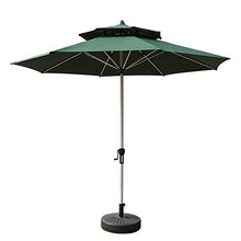 3WWWQMAA8 Outdoor Aluminum Patio Umbrella, Double Top Garden Parasol 9FT/2.7M Market Table Umbrella with Deck & Base for Deck, Pool, Beach (Color : Beige) (Khaki) (Green)
