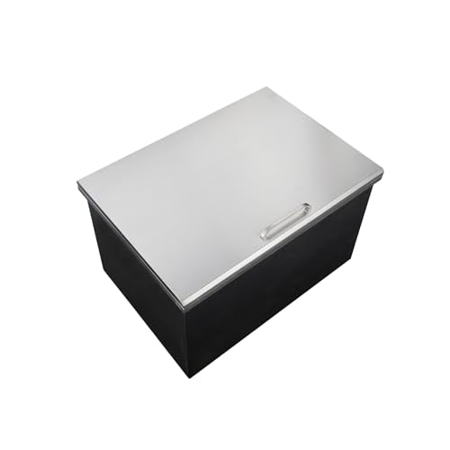 20 Inch Drop-in Ice Chest, 107.5L Large Capacity Built-in Stainless Steel Cooler, 4-Layer Thickened Insulation with Sealed Hinged Lid, Raised Splash-Proof Rim & Detachable Drain Filter