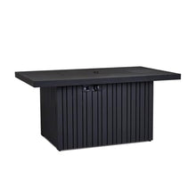 Pemberly Row 52" Rectangle Aluminum Propane Fire Pit Table, Black Coral Finish, 50000 BTU, Weatherproof Outdoor Patio Coffee Table with Burner Lid, Lava Rock, Storage Cover, Adjustable Flame Height