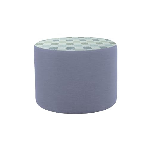 FDP 24" Round Oversized Outdoor Ottoman Featuring Sunbrella Two-Tone - Weather-Resistant, Fade-Resistant, Fully Assembled Patio Furniture for Backyard or Poolside Seating, 18" H - Mist/Haze