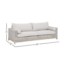 Outdoor Escape White Outdoor Sofa 90 Inches, Solid Teak Base with Intricate Rope Weave, Removable Cushions, 2 Bolster Pillows for Patio