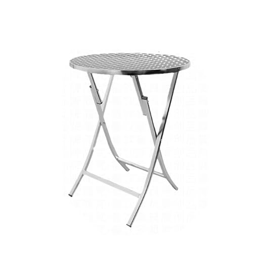 JOSOGO Stainless Steel Workbench Foldable Kitchen Work Table,Outdoor Dining Set, Silver Anodized Aluminum, Stackable Chairs, Weather-Resistant, for Garden, Patio, Balcony(F70CM)