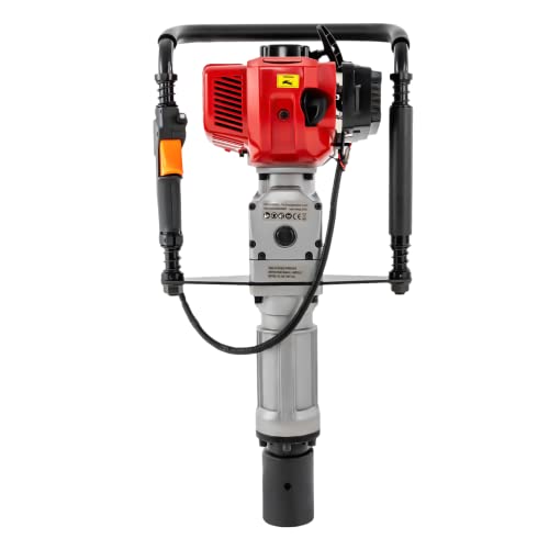 52CC Gas Powered T Post Driver,2 Stroke Air-Cooled Single-Cylinder Fence Post Pile Driver,Manual Portable Lightweight Petrol Piledriver,2 Post Driving Head(55,70mm) (Type 2)