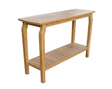 Santorini Outdoor & Indoor Patio Console Serving Bar Table with Lower Shelf, Solid Teak, 47" L x 16" W x 30" H. This Outdoor Table is Great for Entertaining, Gardening, or Even Grilling.