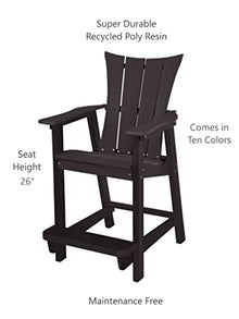 Phat Tommy Adirondack Bar Set - Outdoor Bar Set - Tall Bistro Table and Chairs, Set of 2 - Poly Furniture, High Top Seating for Decks and Balconies - HDPE Outdoor Furniture, Brown