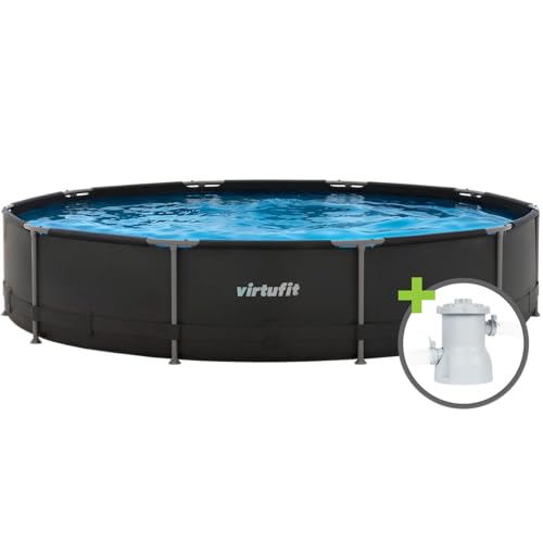 VirtuFit Round Frame Pool - Frame Pool - 366 cm - Easy to Assemble - Includes Filter Pump and Cartridge - Quick Installation