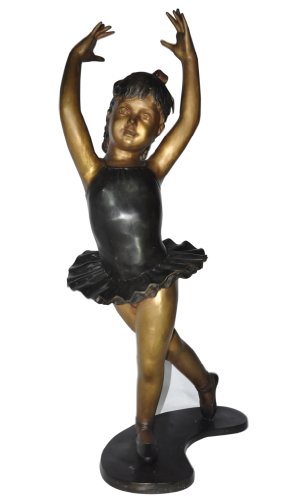 Life-Sized Girl Ballet Multi-Toned Bronze Statues Sculpture