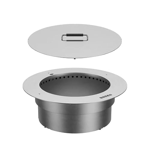 Breeo Zentro Fire Pit Insert - Stainless Steel, Round 24 in with Lid