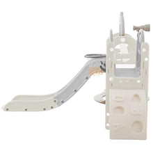 CUAUC 7-in-1 Toddler Slide & Swing Set with Basketball Hoop Grey+White