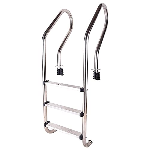 Pool Rail Pool Railing 304 Stainless Steel Pool Ladder Swimming Pool Handrail with 3 Non-Slip Pedal for 0.9-1.2m Inground Pool/Silver / 1.2mm (Silver 1mm) (Silver 1.2mm)