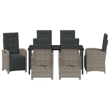 LKJVFCPW 7 Piece Garden Dining Set, Outdoor Patio Furniture with 6 Chairs and Table, Grey Poly Rattan with Cushions for Backyard, Deck, and Lawn Dining