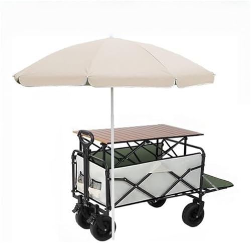 Big Vendor Cart for Outdoor Event – Portable Mobile Food Cart, Heavy Duty Folding Utility Grocery Wagon, for Commercial Street, Beaches, Festivals, Farmers Market(Green,35.4x39.3in)