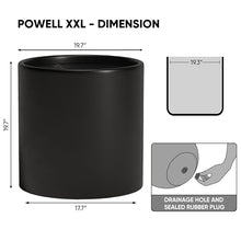 DTY Mount Powell 19.7" D x 19.7" H (Pot Opening 15.7") Fiberstone Cylindrical Planter with Drainage Hole, Weather Resistant for Indoor & Outdoor Use, Includes 2 Extra Coco Mats - Black, Jumbo