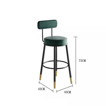DINBOZ26X Counter Stools Green Barstool Iron High Chair Leather Household Reclining Bar Stool Bar Chair Gold Chair Feet Bar Stools(Large)