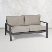 Afuera Living Aluminum All-Weather Outdoor 2-Seat Sofa, Patio Bench with Rust-Resistent Frame and Three Layer Foam Seat Cushion in Slate Gray/Tan, for Garden, Porch, 31" H x 54.5" W x 29.5" D