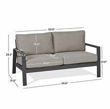 Real Flame Aegean Outdoor Loveseat with Cushions, Two-seat Couch with Aluminum Frame - Weather & Sun Resistant, Rustproof