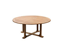WholesaleTeak 8 Seats 9 Pcs Grade-A Teak Wood Dining Set: 60" Round Table and 8 Hari Stacking Arm Chairs #11HR1209