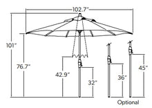 Treasure Garden 9ft Patio Umbrella - Outdoor Furniture Market Umbrella – Deluxe Auto-Tilt – Bronze Aluminum Frame (Sunbrella, Jockey Red)