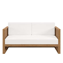 Modway Carlsbad Teak Wood Outdoor Patio Loveseat Natural White