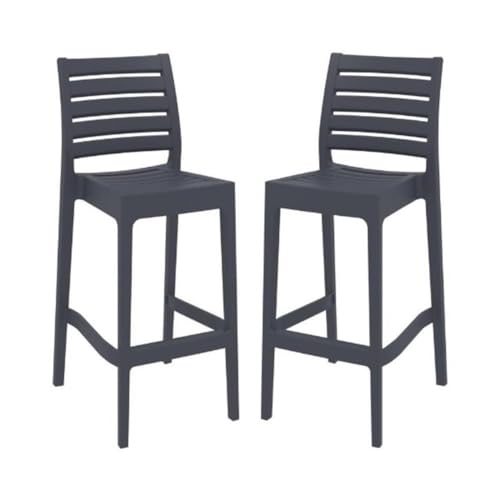 Home Square 29.5" Outdoor Bar Stool in Dark Gray - Set of 2