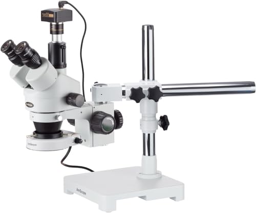 AmScope Digital Trinocular Stereo Zoom Microscope with Camera White