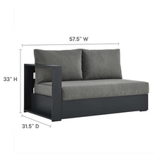 Modway Tahoe Aluminum 5-Piece Outdoor Patio Furniture Gray Charcoal, Modular Sectional Sofa Set with Weather-Resistant Cushion and Ottoman, Ideal for Deck, Backyard Poolside