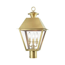 Livex Wentworth 3 Light Large Outdoor Post Top Lantern 22 Inches Tall Natural Brass
