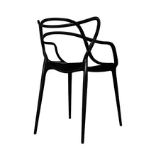 2xhome Modern Dining Chair | Stackable Indoor or Outdoor Entangled Side Chair | Weather Resistant Plastic for Kitchen, Patio, Restaurant, Yard, Porch, Balcony (Set of 6, Black)