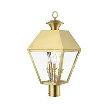 Livex Wentworth 3 Light Large Outdoor Post Top Lantern 22 Inches Tall Natural Brass