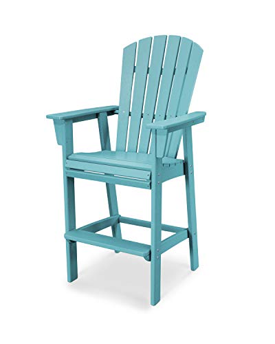 POLYWOOD Nautical Bar Chair in Aruba Blue - Premium HDPE Outdoor Bar Height Seating - High Top Patio Chair for Backyard, Deck & Pool - Commercial Grade Bar Stool
