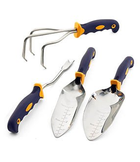 CUTCO Model 326 4-Pc. Garden Tool Set - #300 Cultivator, #301 Weeder, #302 Transplanting Trowel, and #304 Garden Trowel.