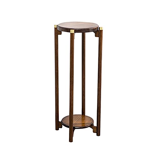 TOMYEUS Vase Bonsai Base Wood Plant Stand Flower Stand for Indoor Living Room Decoration Balcony Multi-Layer Floor Antique Storage Flower Pot Shelf Bonsai Base (Size : Large)