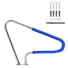 FinerFurnis Heavy-Duty 304 Stainless Steel Pool Handrail for Inground Pools, 48" x 36", 370LBS Capacity, Non-Slip Blue Grip, Rustproof Safety Rail with Full Mounting Kit