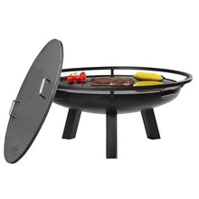 Ember 24" Cooking Fire Pit, Grill Plate and Cover Lid Attachment, Wood Burning for Backyard Grilling Campfire for Camping, Medium Outdoor Steel Firepit by Good Directions