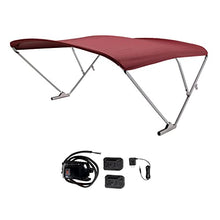 SureShade Power Bimini Electric Shade System for Pontoon Boats 92-102" Wide Burgundy Bimini/Silver Frame